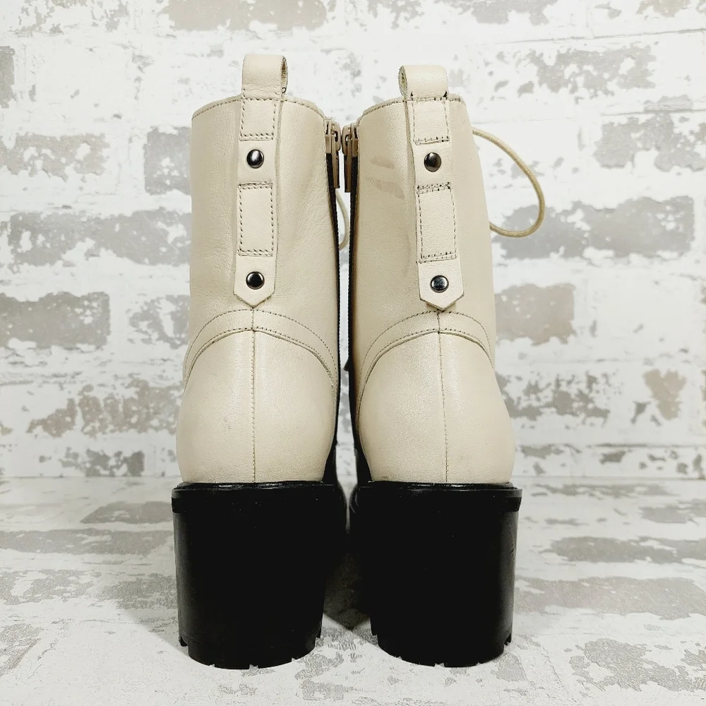 NEW Seychelles Womens Irresistible Off White Black Lace Up Ankle Boots O433 - Picture 6 of 11